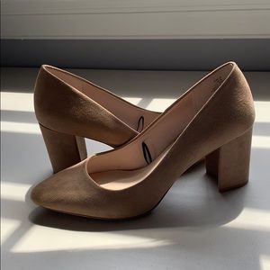 H&M suede block heel pumps